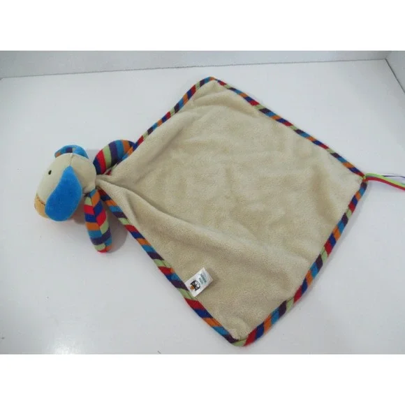 Little Jellycat plush Jazzie puppy dog security blanket lovey tan rainbow stripe - Picture 4 of 6